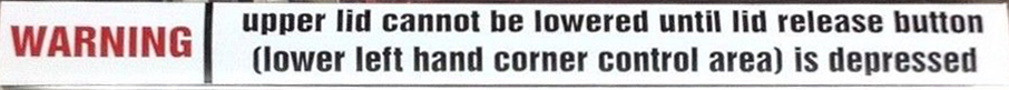 KB Discomatic lid warning label